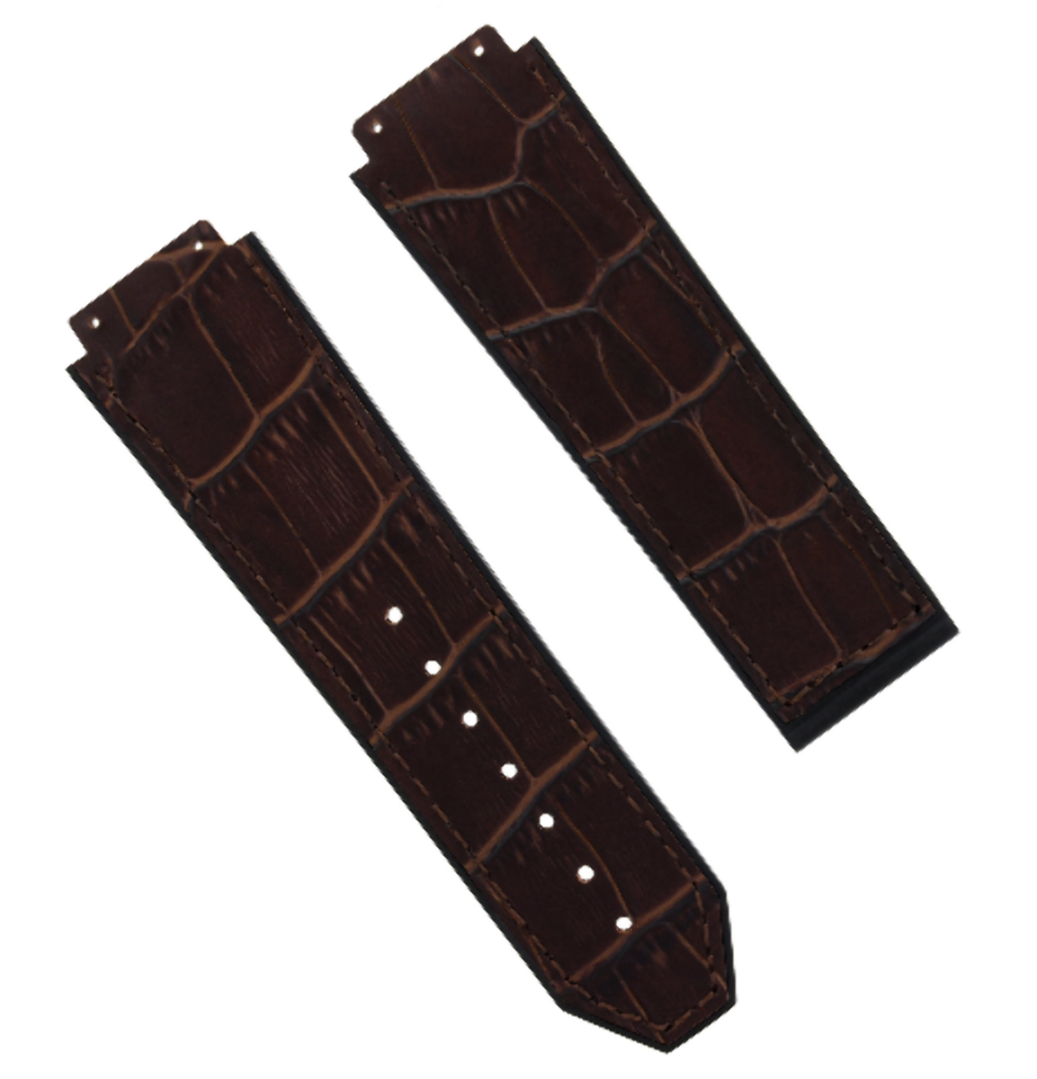 26MM ALLIGATOR LEATHER RUBBER BAND STRAP CLASP FOR HUBLOT BIG BANG CERAMIC BROWN