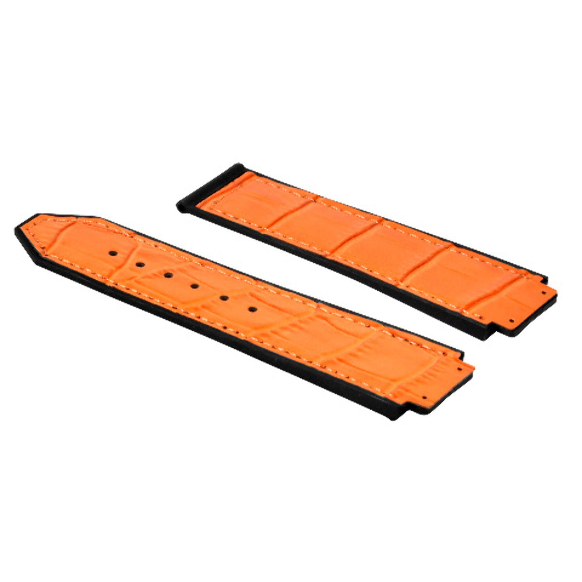 26MM ALLIGATOR LEATHER RUBBER BAND STRAP FOR HUBLOT BIG BANG CERAMIC ORANGE