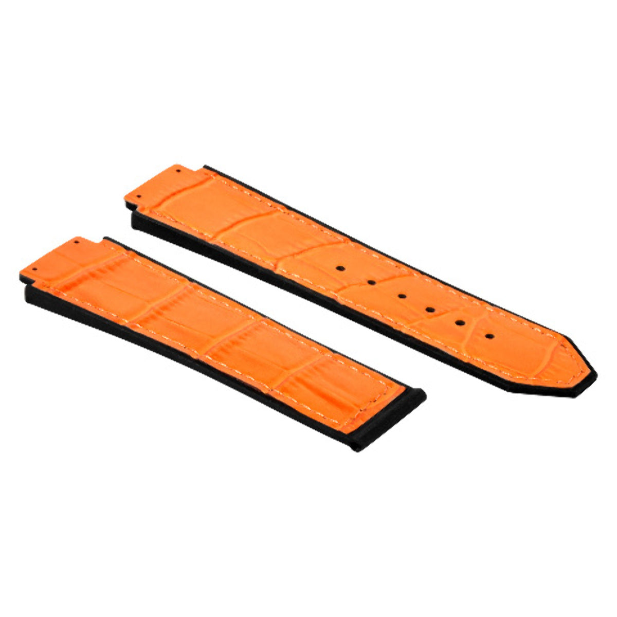 26MM ALLIGATOR LEATHER RUBBER BAND STRAP FOR HUBLOT BIG BANG CERAMIC ORANGE