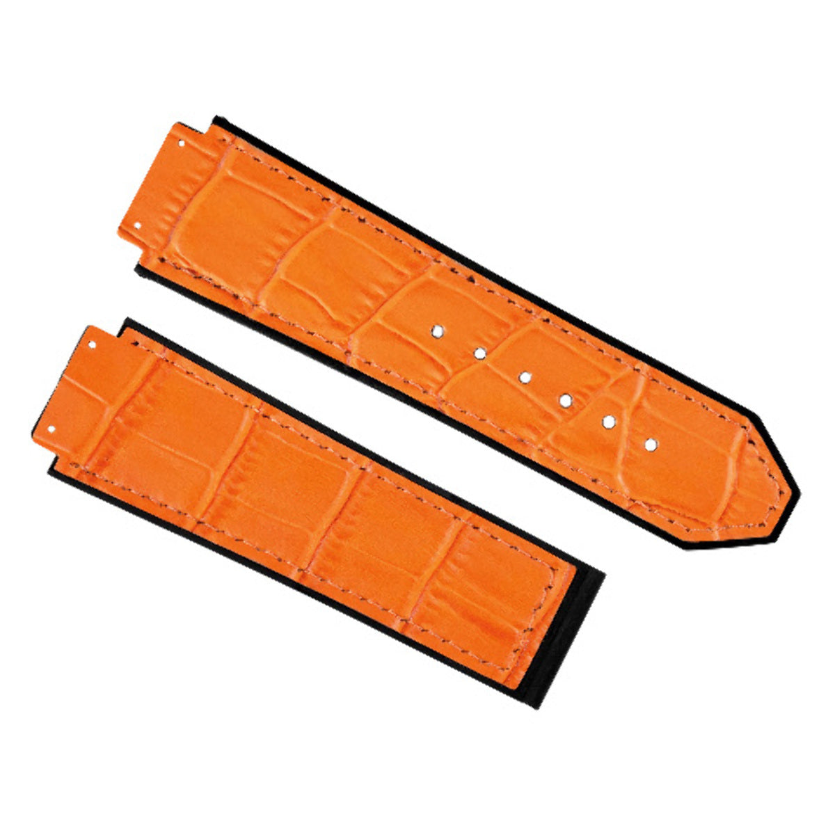 26MM ALLIGATOR LEATHER RUBBER BAND STRAP FOR HUBLOT BIG BANG CERAMIC ORANGE