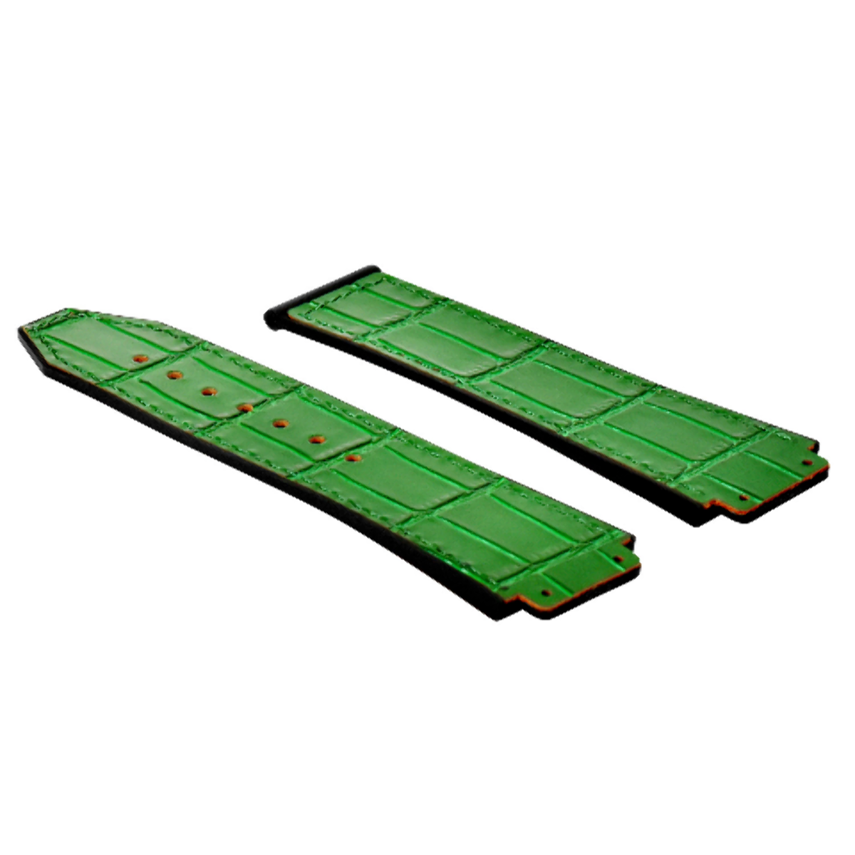 26MM ALLIGATOR LEATHER RUBBER BAND STRAP FOR HUBLOT BIG BANG CERAMIC GREEN