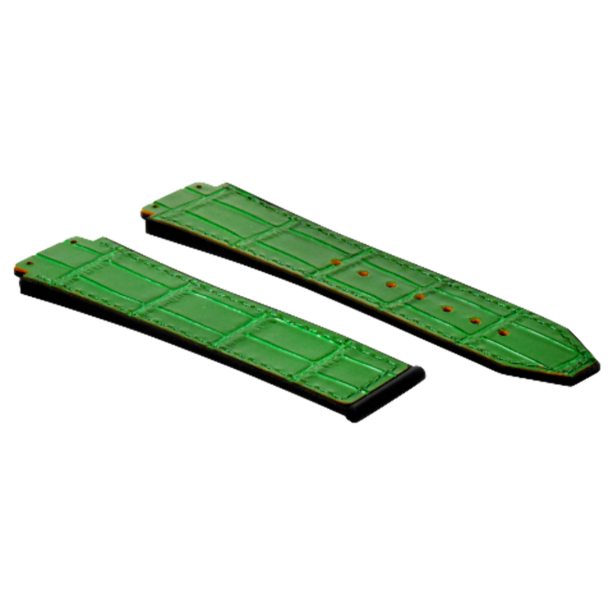26MM ALLIGATOR LEATHER RUBBER BAND STRAP FOR HUBLOT BIG BANG CERAMIC GREEN