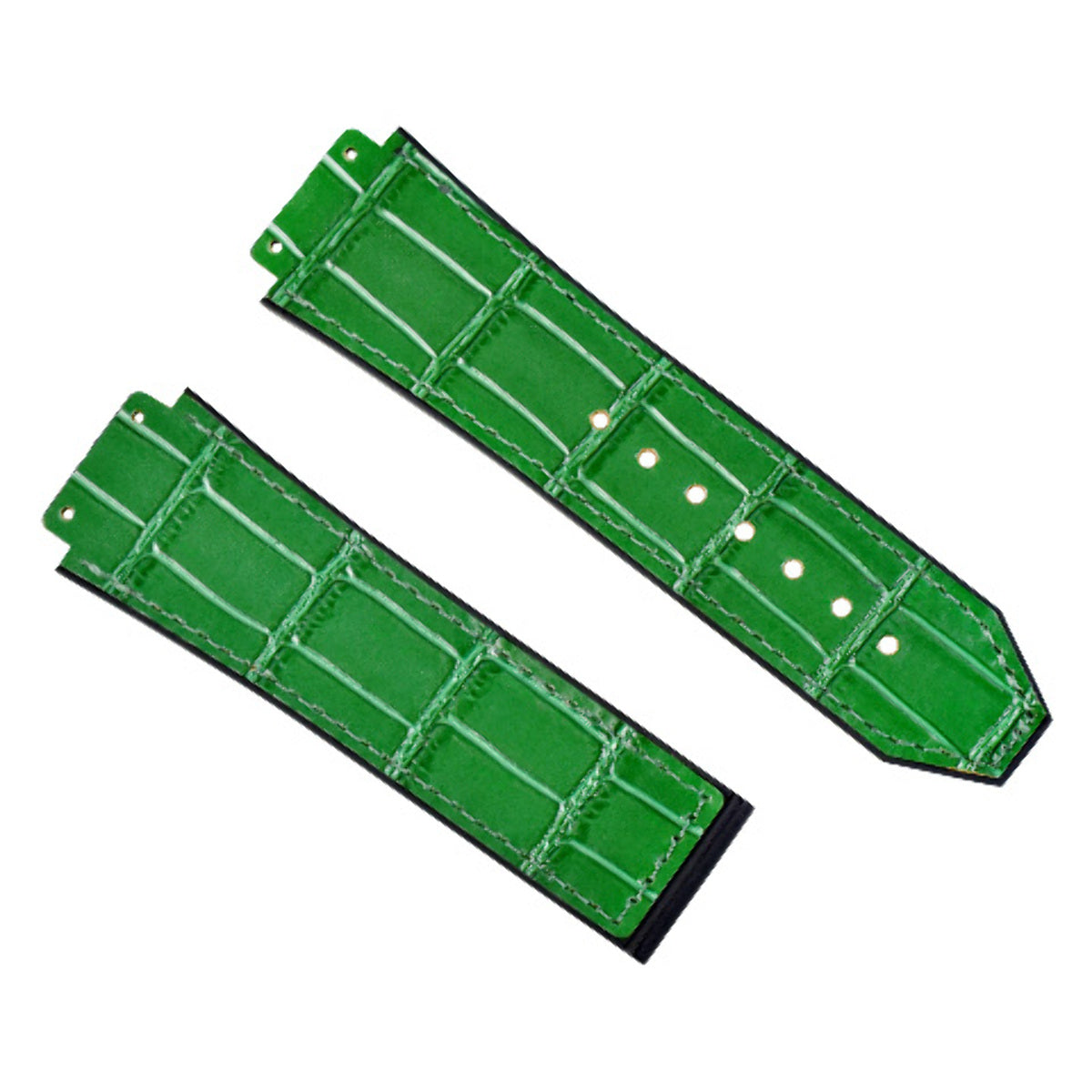26MM ALLIGATOR LEATHER RUBBER BAND STRAP FOR HUBLOT BIG BANG CERAMIC GREEN