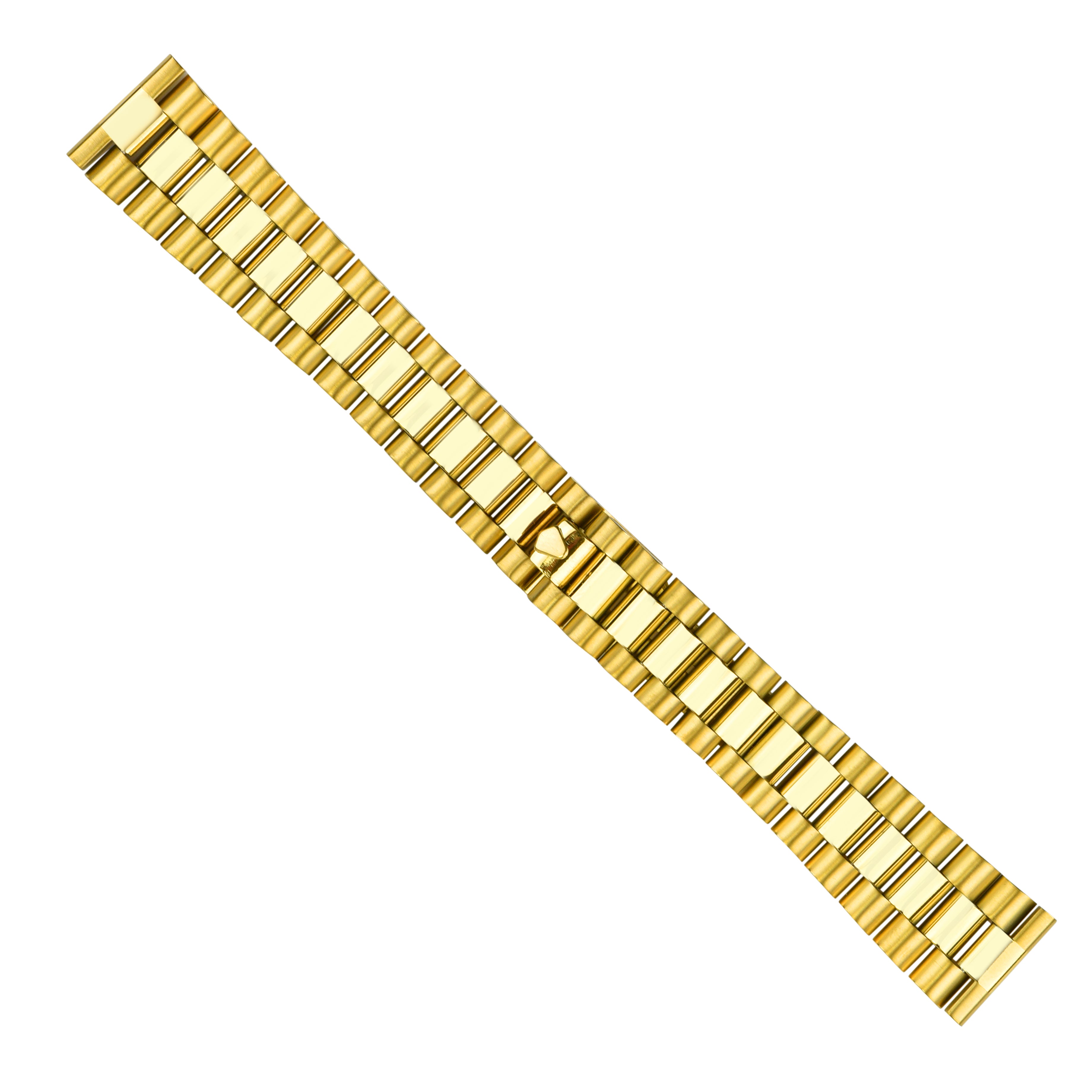 19MM PRESIDENT WATCH BAND FOR 34MM ROLEX DATE, AIRKING GOLD PLATED STRAIGHT END