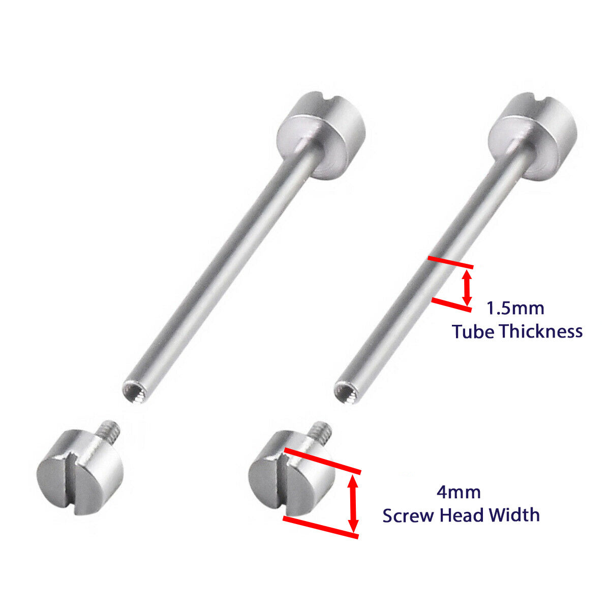 2 PC 36.20MM TUBE & SCREW PIN FOR INVICTA WATCH STRAP BAND STAINLESS STEEL