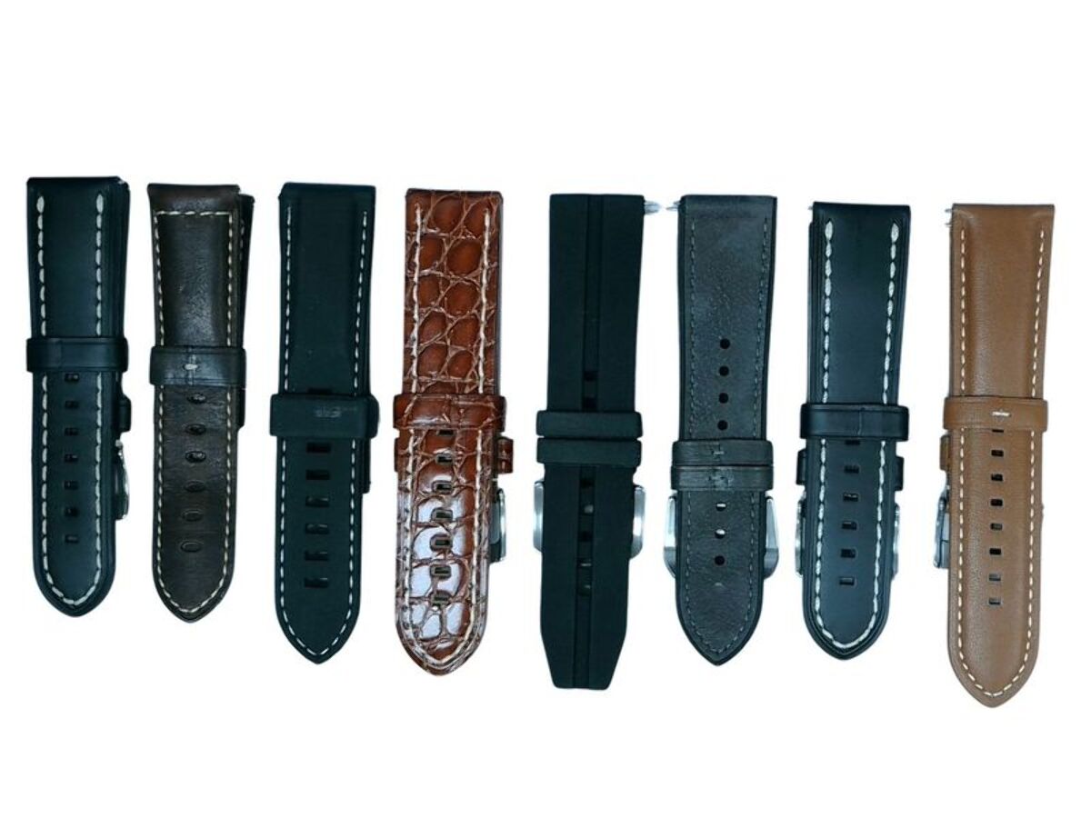 8Pcs Assorted 24mm Rubber & Leather Watch Band Straps For Watches
