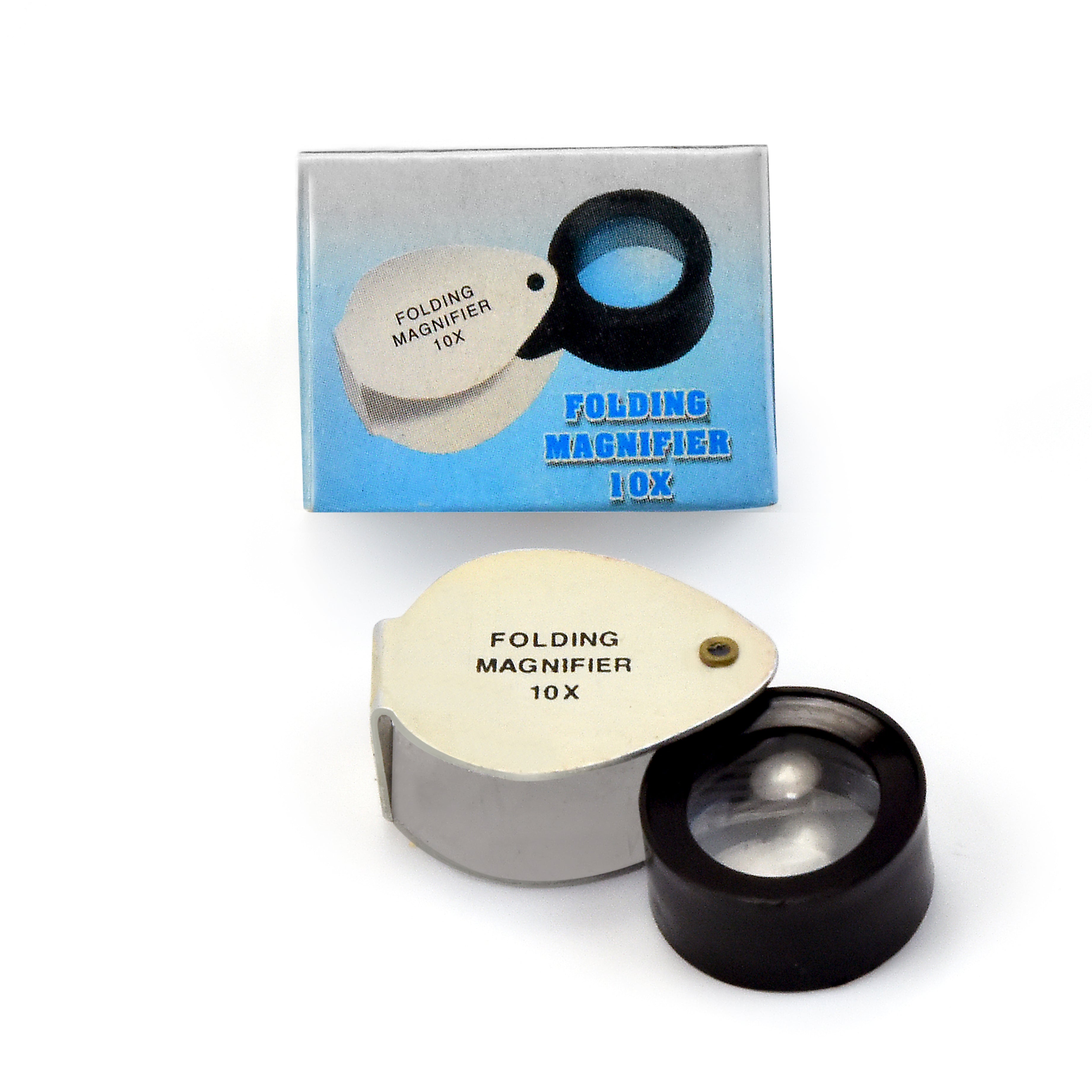 JEWELLERS FOLDING LOUPE DOUBLET 10X POWER OPTICAL MAGNIFIER TOOL FOR INSPECTION