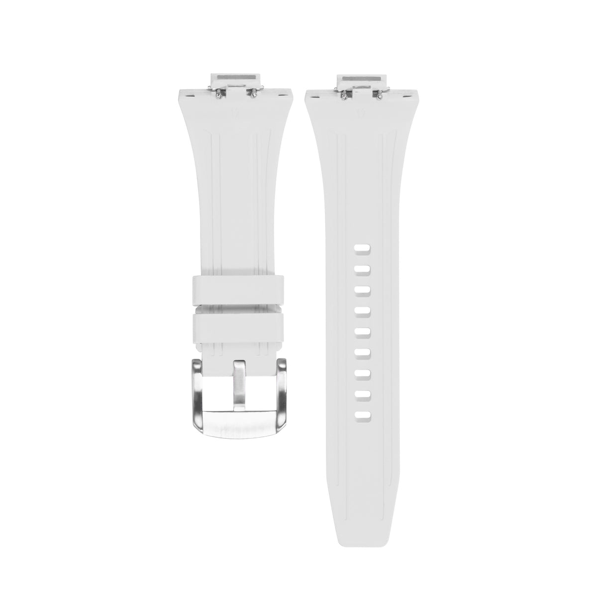Replacement Strap Rubber Watch Strap FKM Deployant Clasp for Tissot PRX 35/40mm, White, view 4