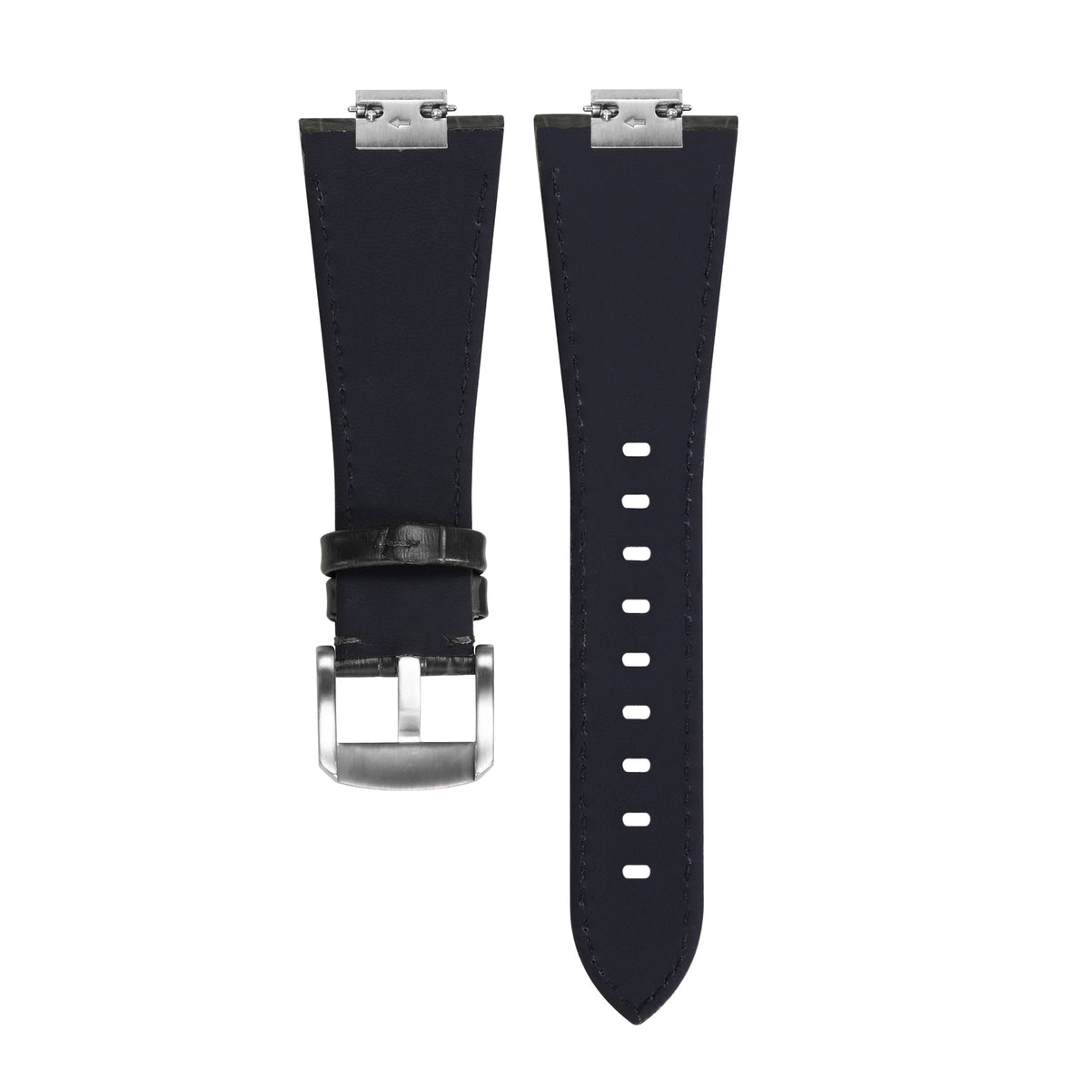 26MM LEATHER WATCH BAND STRAP FOR TISSOT WATCH 1853 PRX40 T137.407 T137.410, Black, front view