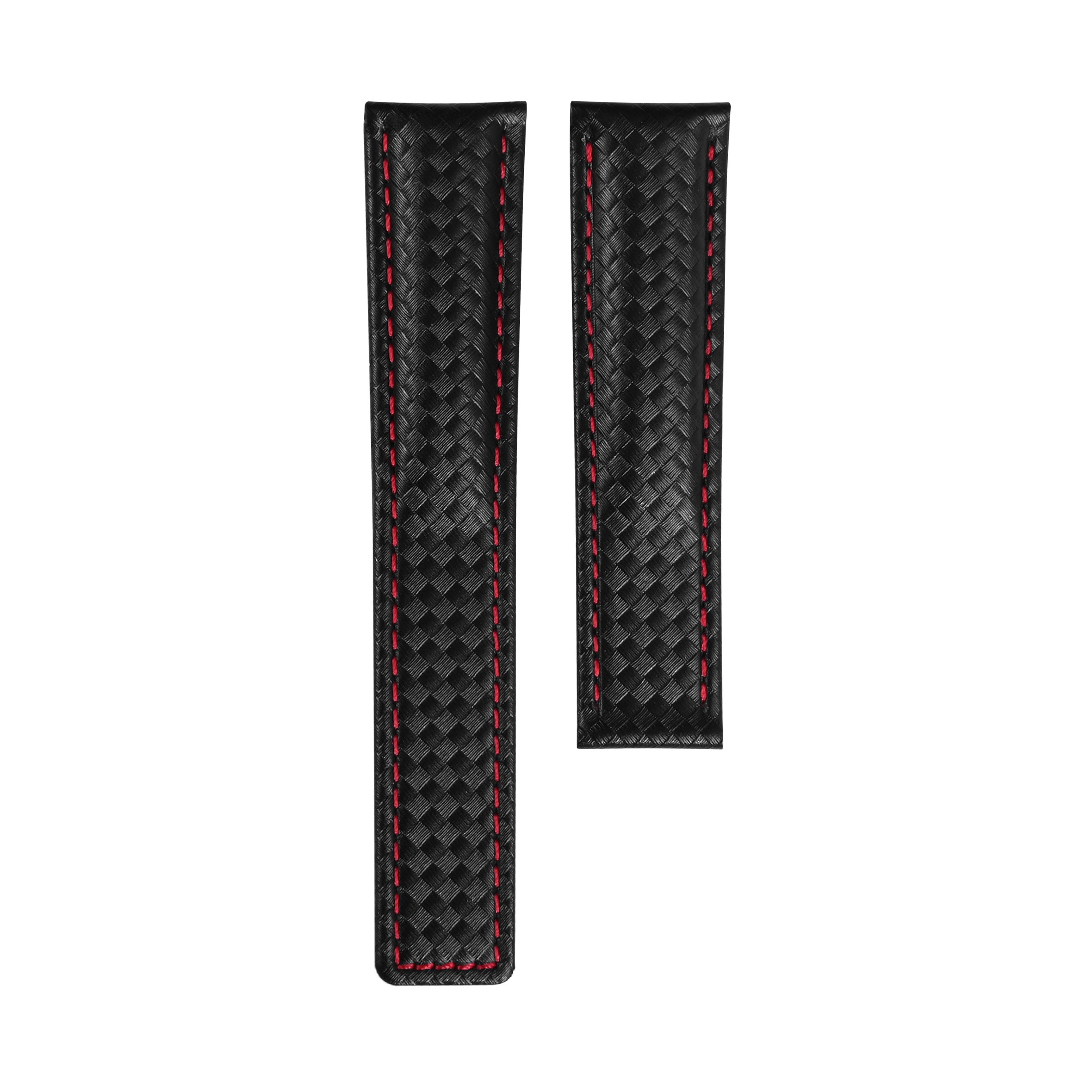 19-20-22MM BLACK WITH RED CARBON FIBER LEATHER WATCH BAND STRAP FOR TAG HEUER