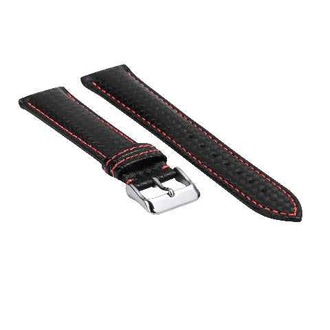 20-22MM BLACK CARBON FIBER LEATHER WATCH BAND STRAP FOR CITIZEN ECO DRIVE WATCH