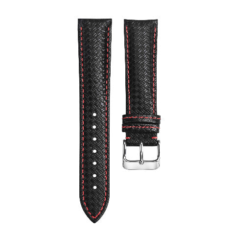 20-22MM BLACK CARBON FIBER LEATHER WATCH BAND STRAP FOR CITIZEN ECO DRIVE WATCH