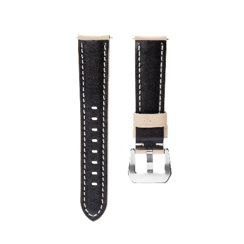 20-22-24-26MM Nylon Canvas Leather Watch Band Replacement Wristband Strap Watch