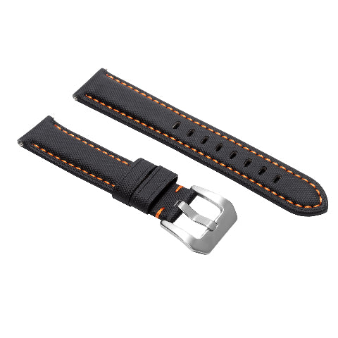 20-22-24-26MM Nylon Canvas Leather Watch Band Replacement Wristband Strap Watch