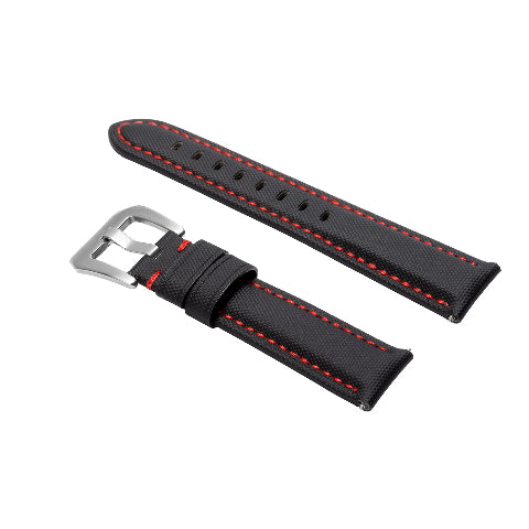 20-22-24-26MM Nylon Canvas Leather Watch Band Replacement Wristband Strap Watch