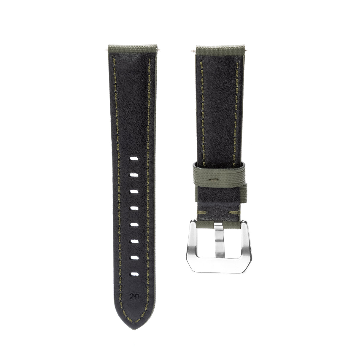 20-22-24-26MM NYLON CLOTH & LEATHER WATCH BAND WRIST STRAP FOR PANERAI WATCHES, Green, view 4
