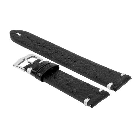 20MM - 22MM OSTRICH STYLE GRAIN LEATHER WATCH BAND STRAP WITH BUCKLE FOR WATCHES