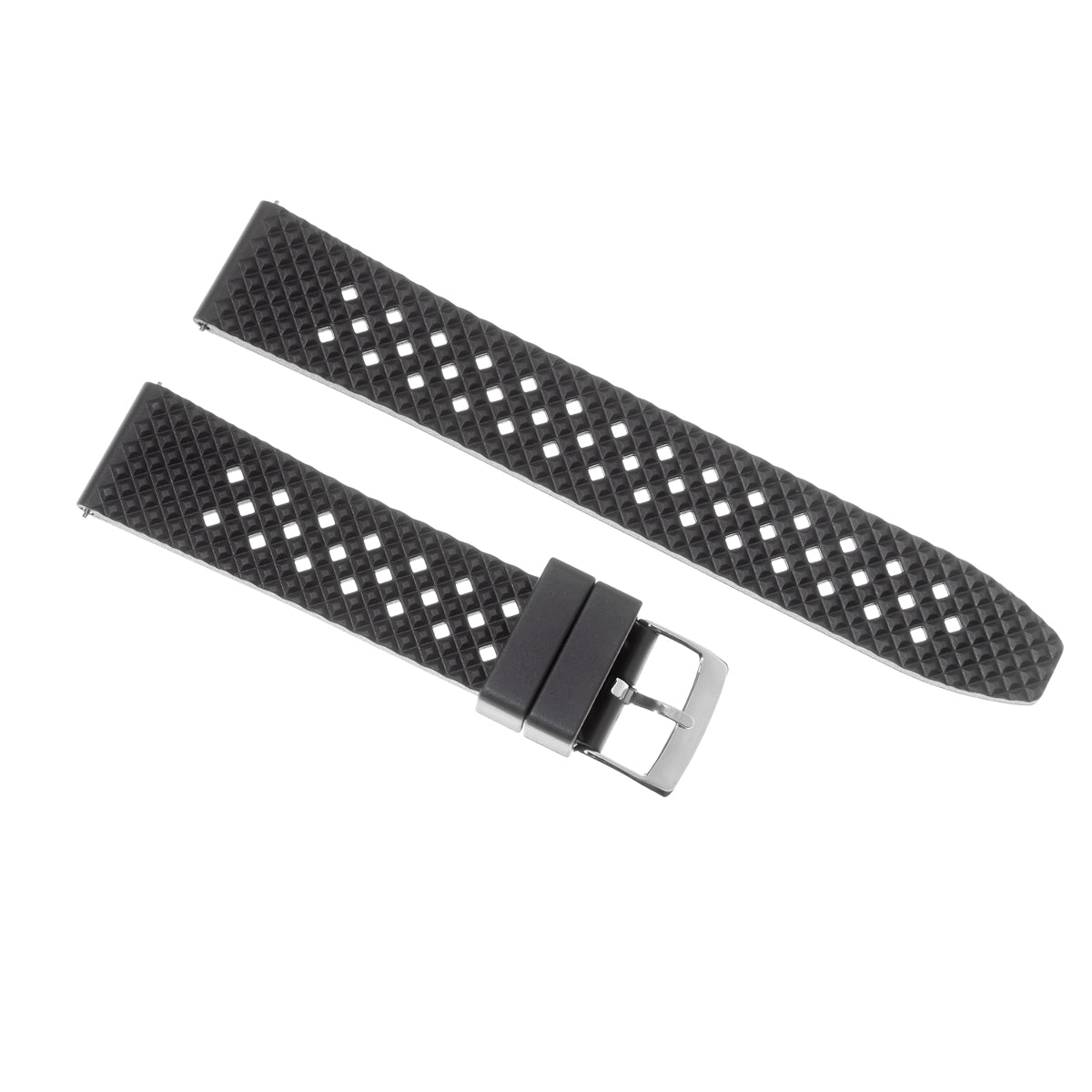 18-24mm FKM Rubber Quick Release Waffle Watch Strap Band Replacement Sport Watch, Black, view 2