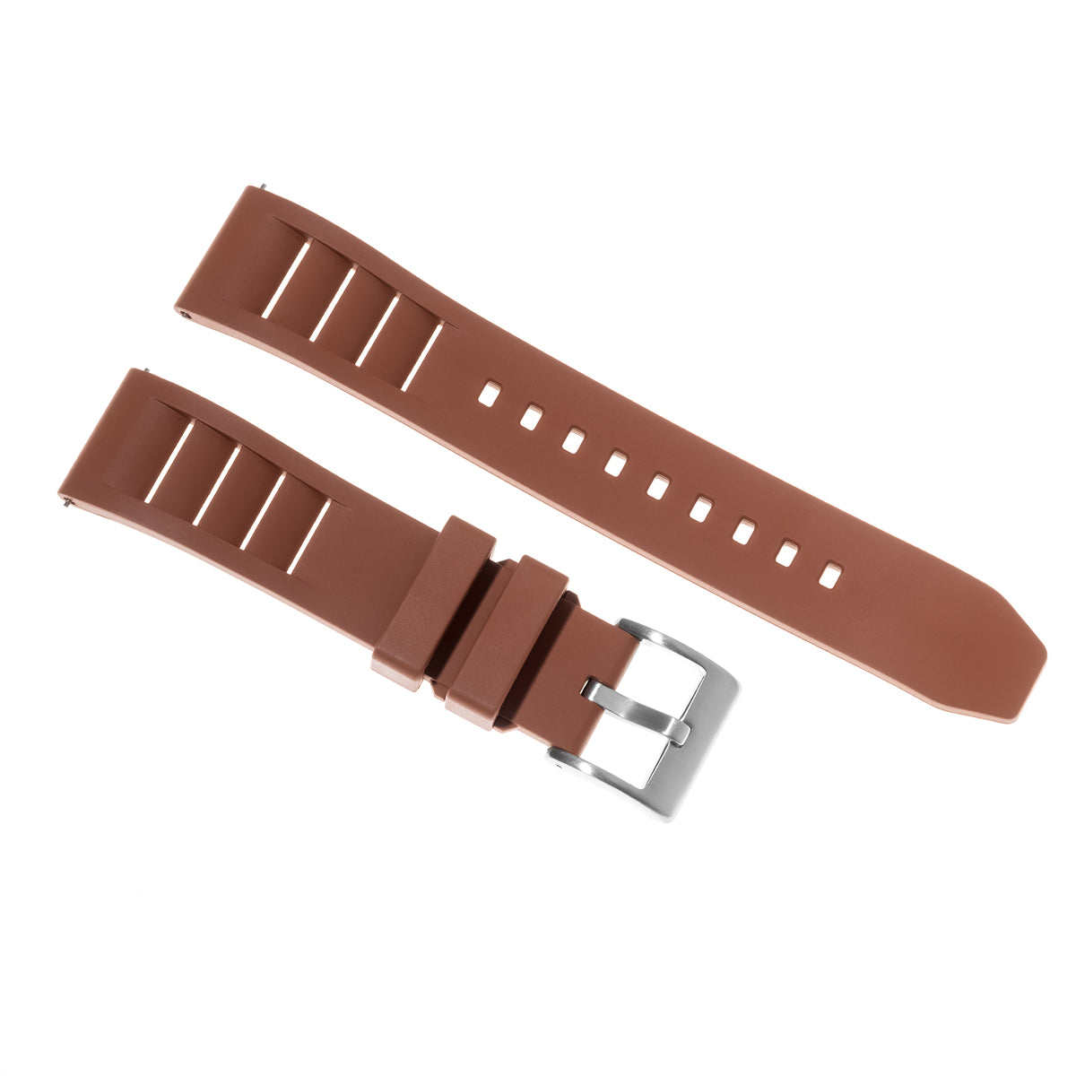 19mm 20mm 21mm 22mm 24mm FKM Rubber Vented Quick Release Watch Strap Band Strap, Brown