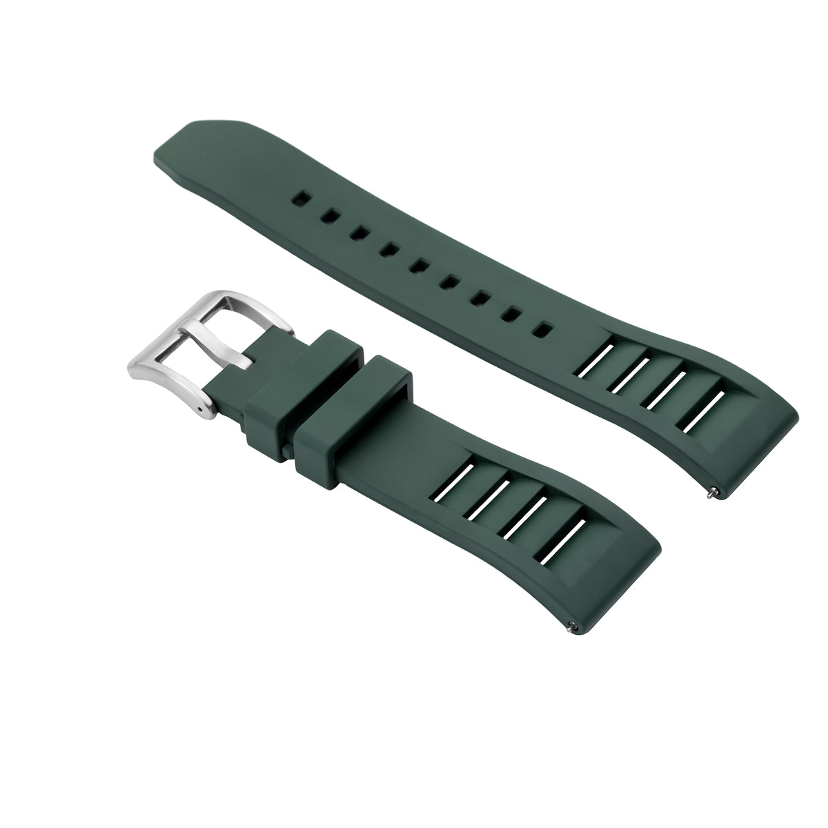 19mm 20mm 21mm 22mm 24mm FKM Rubber Vented Quick Release Watch Strap Band Strap, Green, view 3
