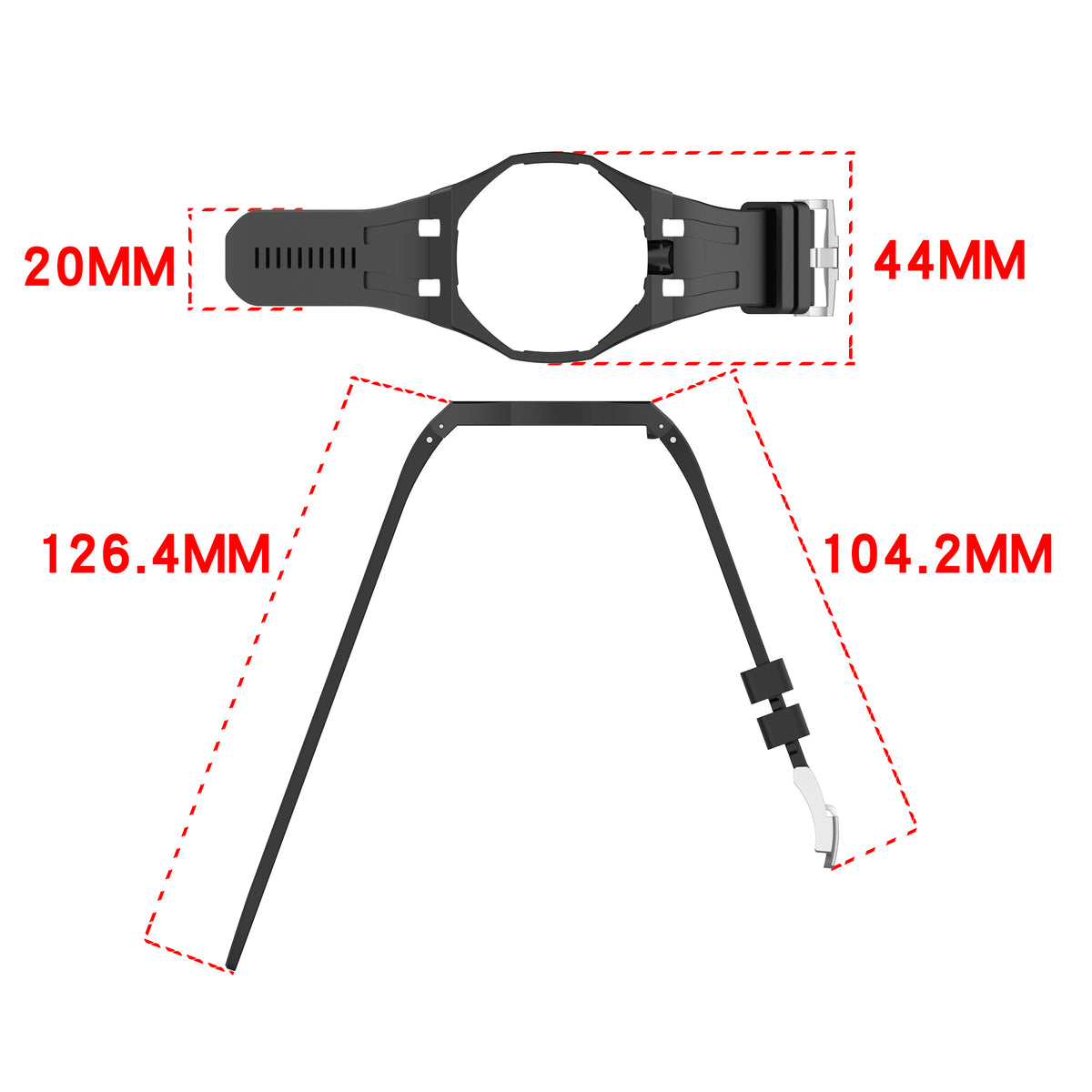 Royal Pop Silicone Rubber Watch Band Conversion Strap For AP Swatch Wristwatch, Black @ 12, underside view
