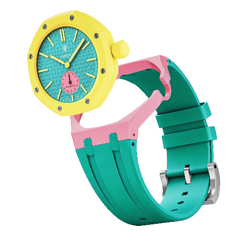 Ceramic Case Silicone Strap Band for Royal Pop AP Swatch Pocket Watch Conversion