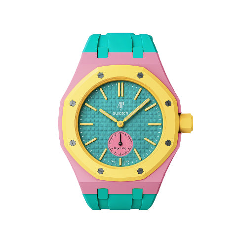 Ceramic Case Silicone Strap Band for Royal Pop AP Swatch Pocket Watch Conversion