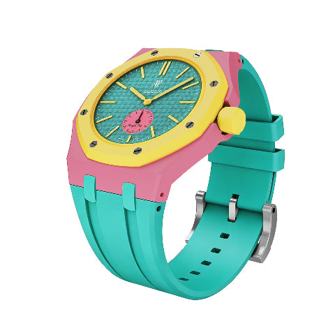 Ceramic Case Silicone Strap Band for Royal Pop AP Swatch Pocket Watch Conversion