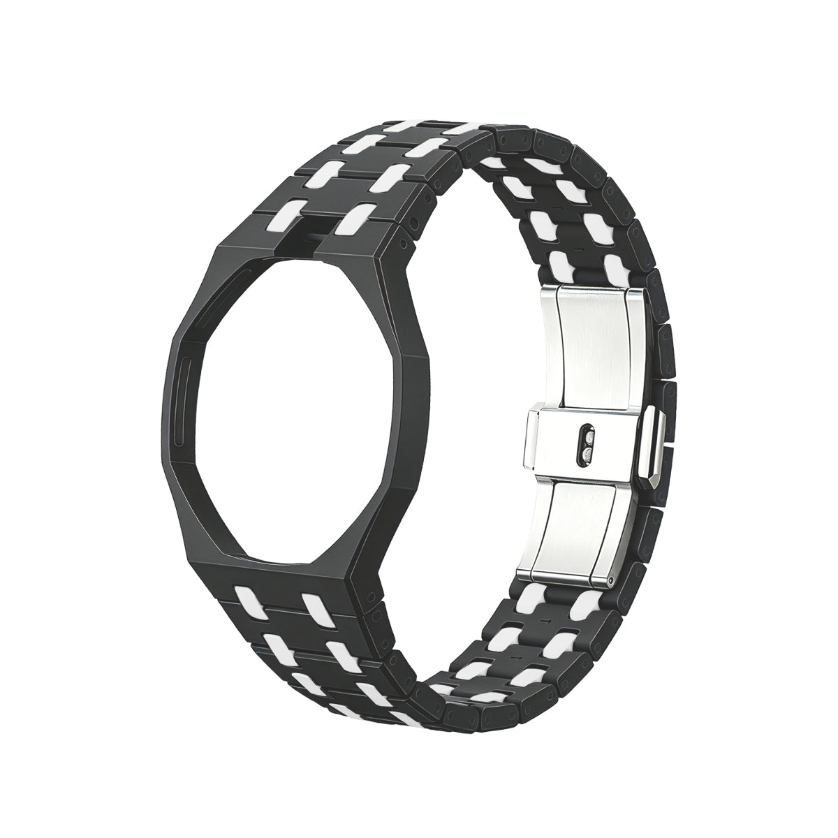 Ceramic Watch Strap Band with Ceramic Case Mod Kit For Swatch X AP Royal Pop, Black/white