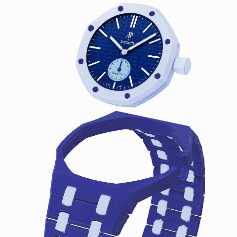 Ceramic Watch Strap Band with Ceramic Case Mod Kit For Swatch X AP Royal Pop