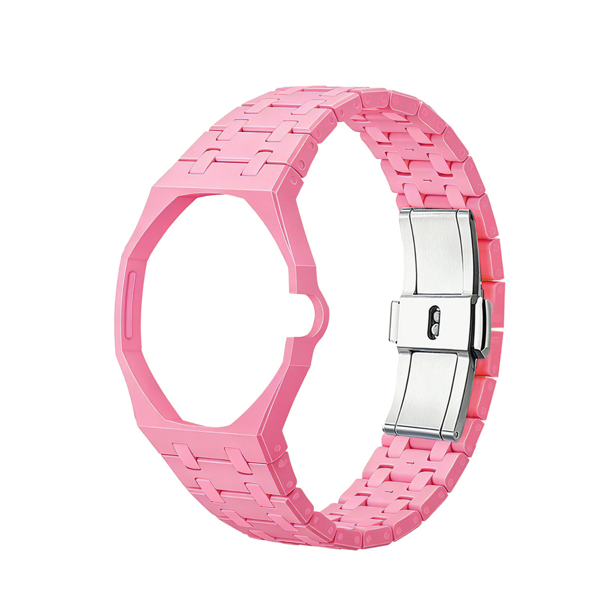 Ceramic Watch Strap Band with Ceramic Case Mod Kit For Swatch X AP Royal Pop, Dark Pink