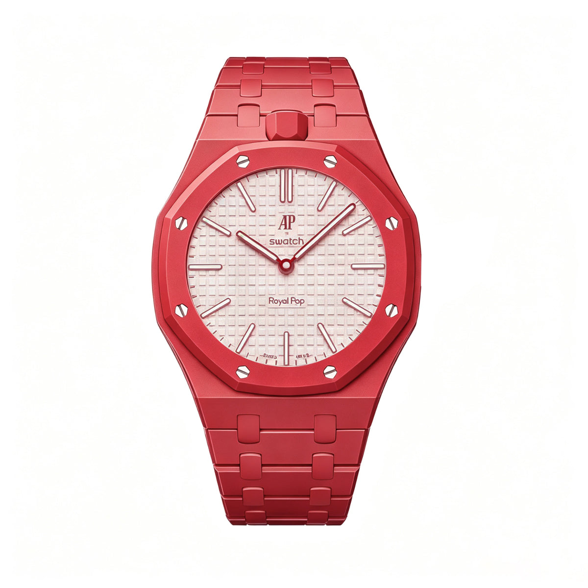 Ceramic Watch Strap Band with Ceramic Case Mod Kit For Swatch X AP Royal Pop, RED, view 2