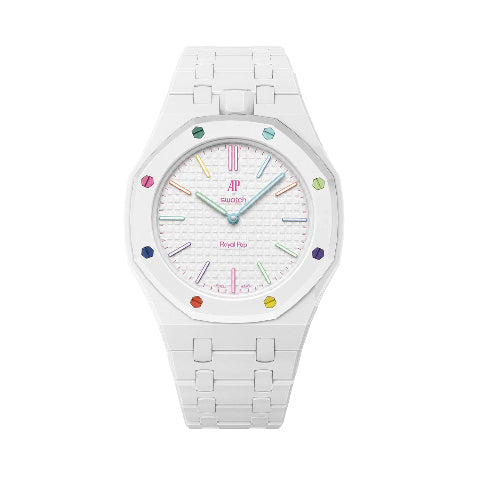 Ceramic Watch Strap Band with Ceramic Case Mod Kit For Swatch X AP Royal Pop