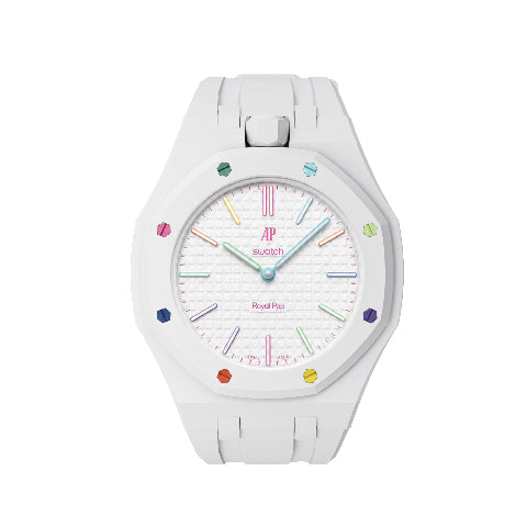 Ceramic Case Silicone Strap Band for Royal Pop AP Swatch Pocket Watch Conversion