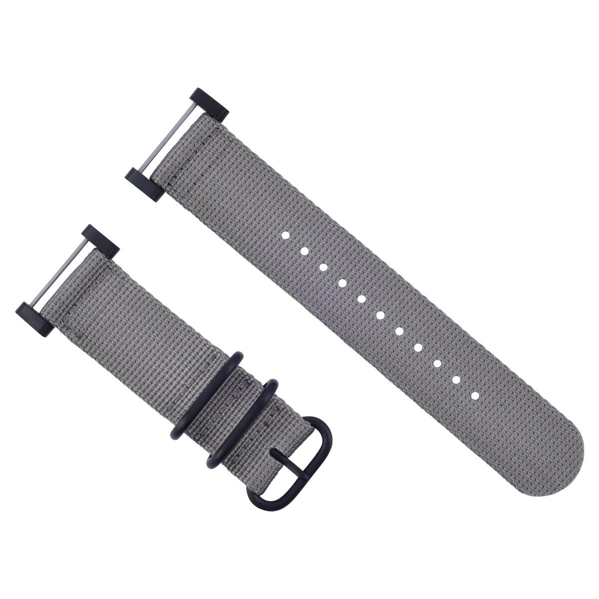 NYLON WATCH BAND STRAP BLACK PVD LUGS ADAPTER SET 3 RINGS DIVER FOR SUUNTO CORE, Gray