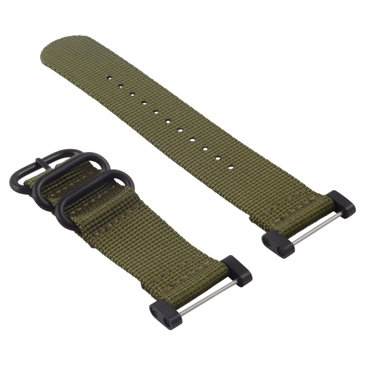 NYLON WATCH BAND STRAP BLACK PVD LUGS ADAPTER SET 3 RINGS DIVER FOR SUUNTO CORE, Military Green, view 2