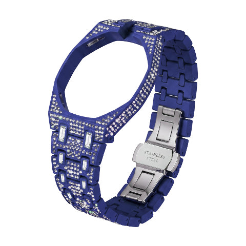 Stainless Steel Case & Strap for Royal Pop AP Swatch Watch with Stones Bling Out