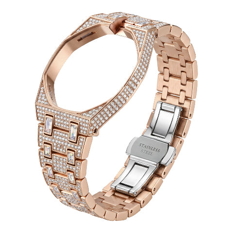 Stainless Steel Case & Strap for Royal Pop AP Swatch Watch with Stones Bling Out