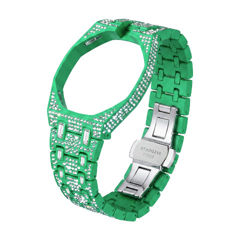 Stainless Steel Case & Strap for Royal Pop AP Swatch Watch with Stones Bling Out