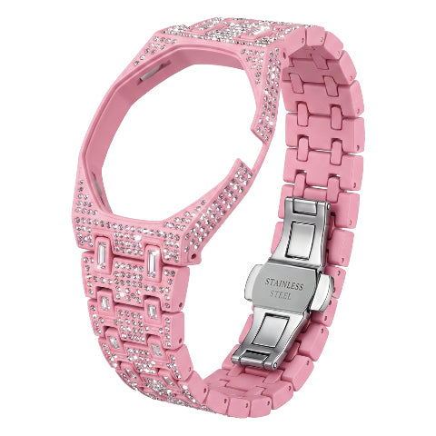 Stainless Steel Case & Strap for Royal Pop AP Swatch Watch with Stones Bling Out