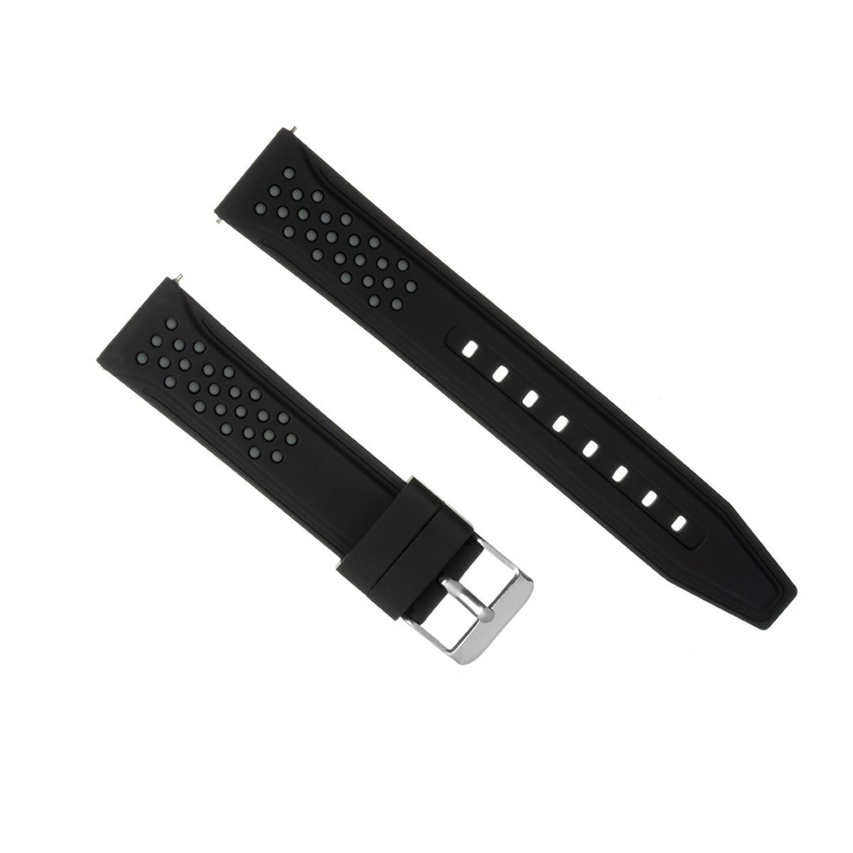20-22-24-26MM RUBBER WATCH BAND STRAP FOR RALLY RACING PERFORATED STRAIGHT ENDS, Black & Grey