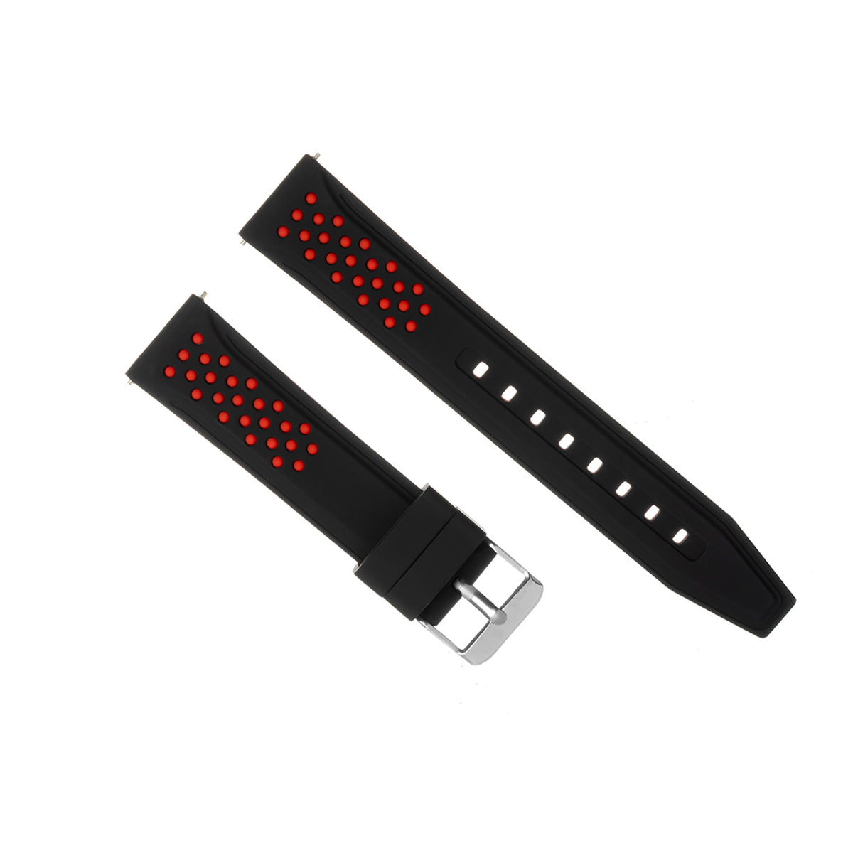 20-22-24-26MM RUBBER WATCH BAND STRAP FOR RALLY RACING PERFORATED STRAIGHT ENDS, Black & Red