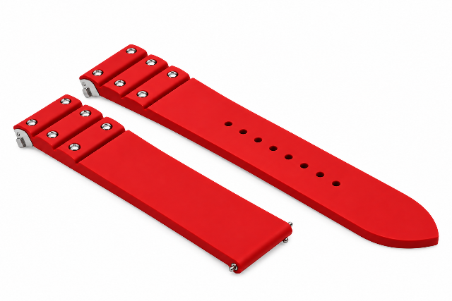 21MM FKM SILICONE RUBBER WATCH BAND STRAP FOR CARTIER SANTOS QUICK RELEASE RED