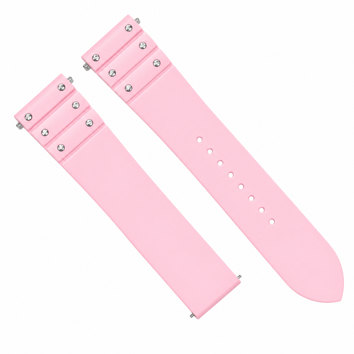 19MM PINK SILICONE RUBBER WATCH STRAP EZ QUICK RELEASE FOR CARTIER SANTOS WATCH