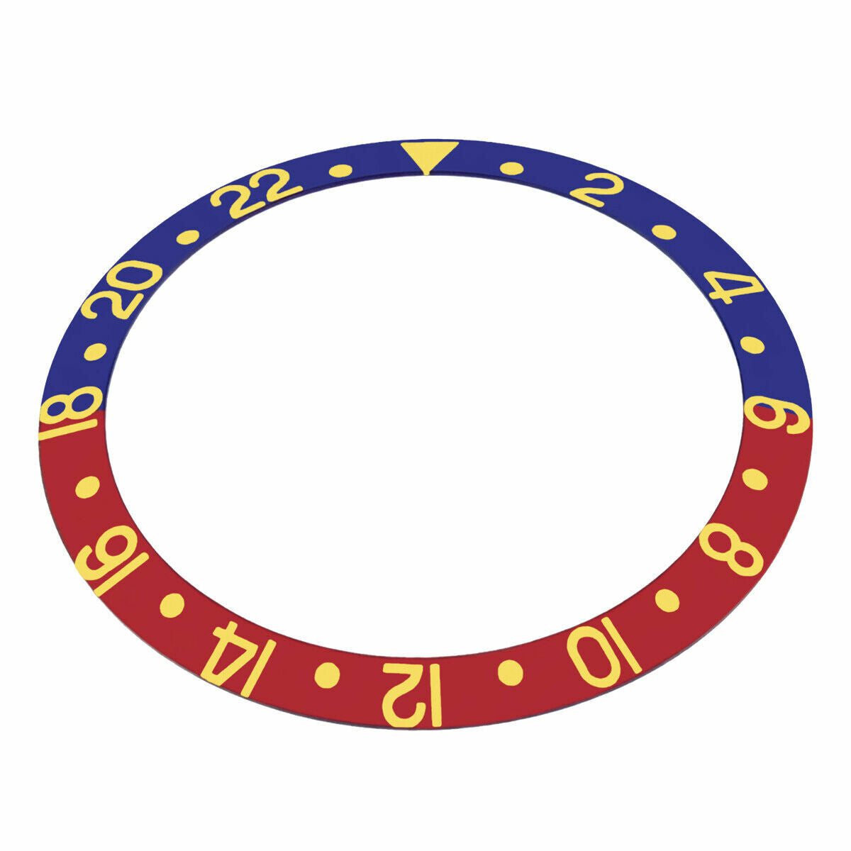 REPLACEMENT BEZEL INSERT BLUE/RED PEPSI WITH GOLD FONT FOR WATCH 37.90MM X 30MM