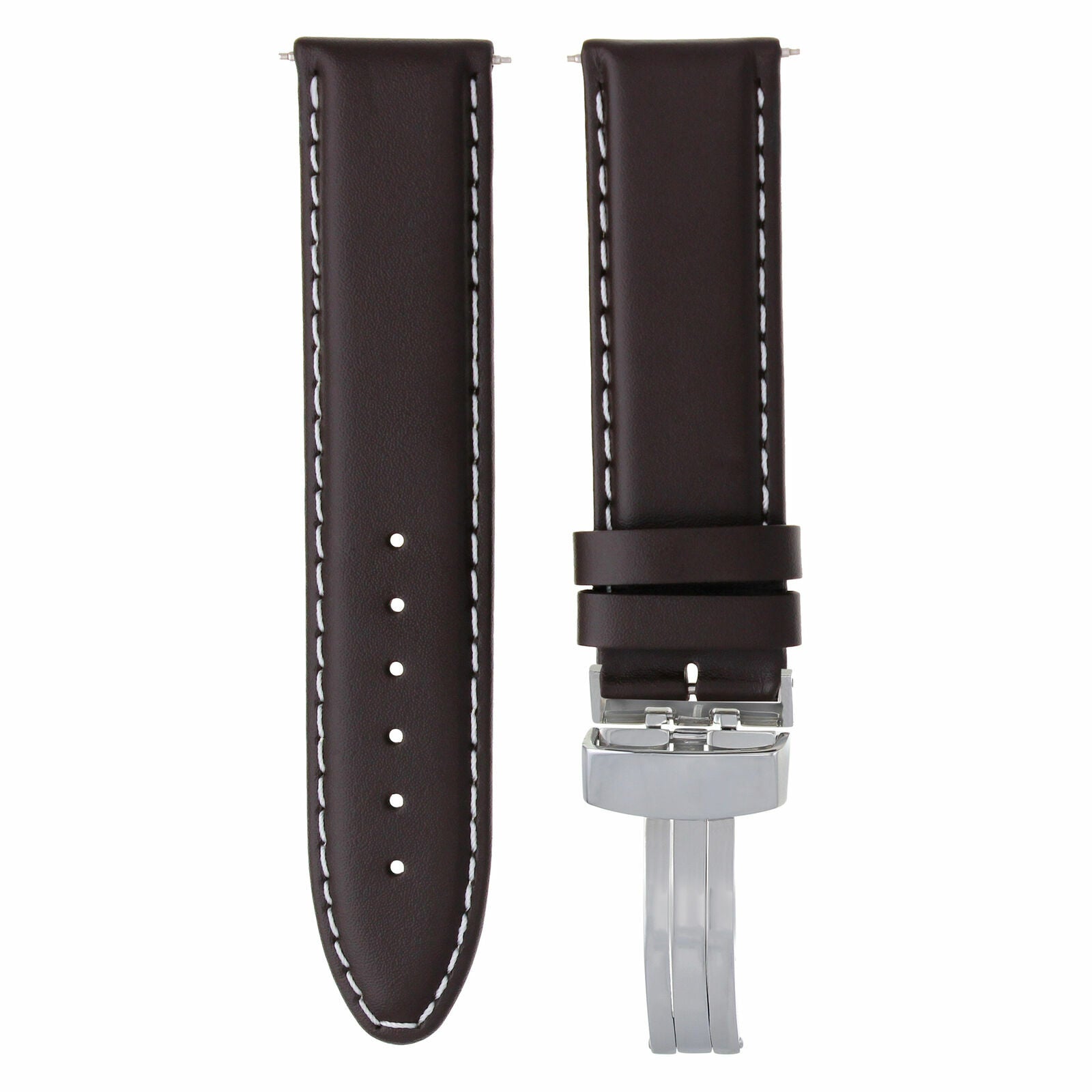 24MM LEATHER WATCH BAND STRAP DEPLOYMENT CLASP FOR AUDEMAR PIGUET D/BROWN WS