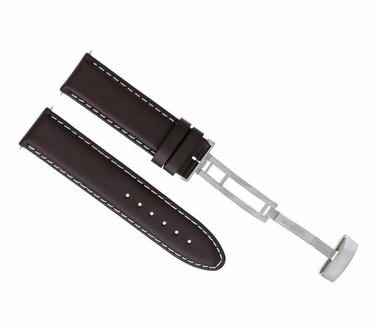 24MM LEATHER WATCH BAND STRAP DEPLOYMENT CLASP FOR AUDEMAR PIGUET D/BROWN WS