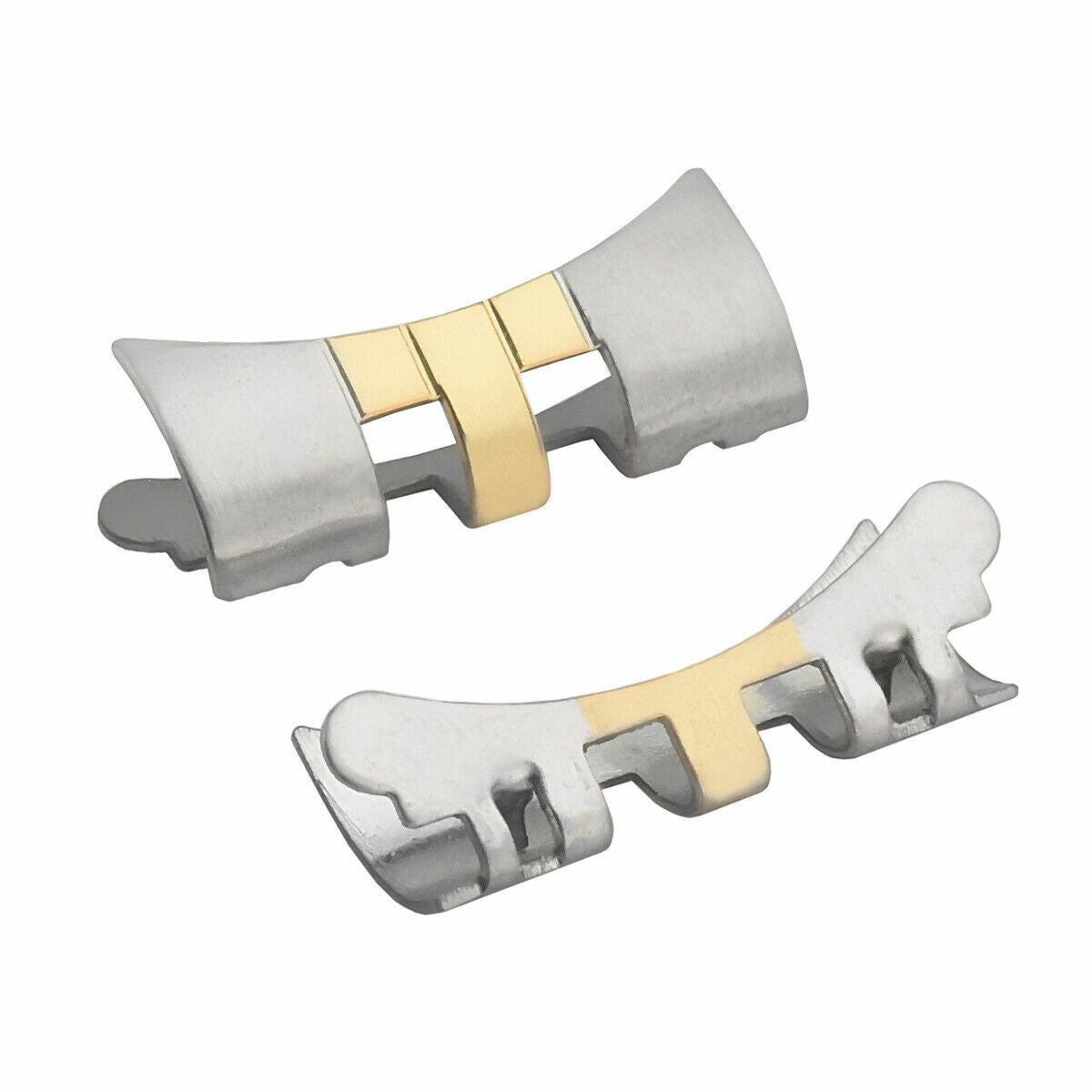 2 END PIEICE END LINK JUBILEE WATCH BAND FOR 34MM ROLEX DATE AIRKING PLATED T/T