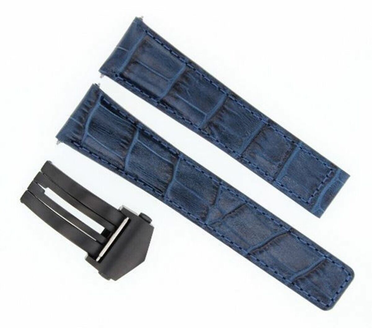 22MM LEATHER WATCH BAND STRAP CLASP FOR TAG HEUER CARERRA MONACO 3TC - BLACK