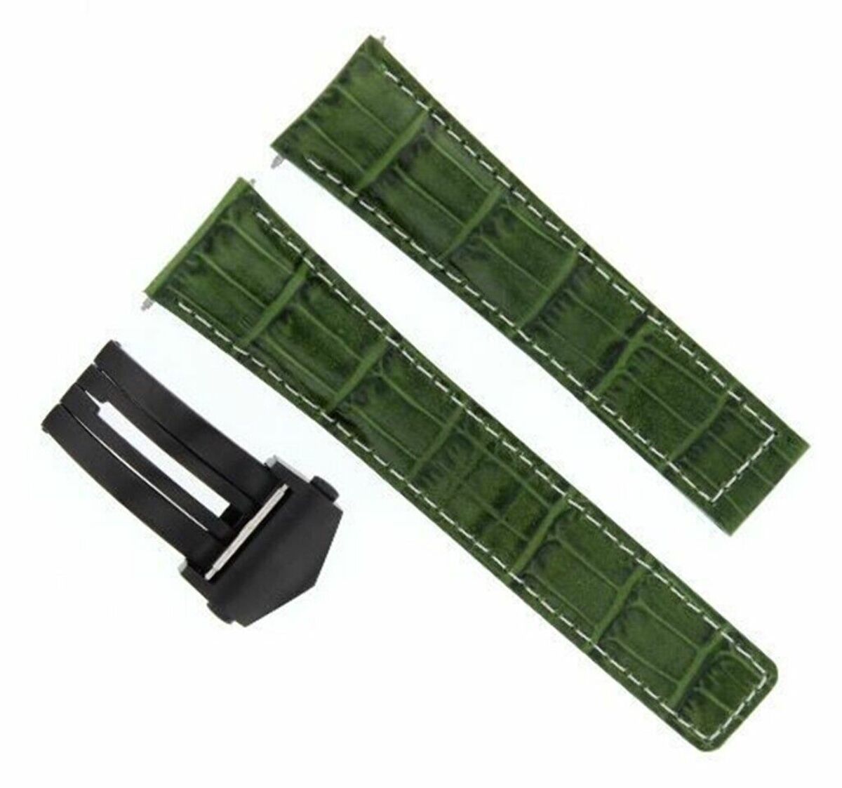 22MM LEATHER WATCH BAND STRAP CLASP FOR TAG HEUER CARERRA MONACO 3TC - BLACK